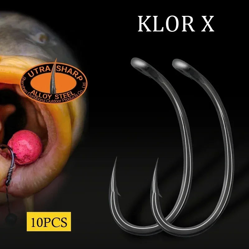 Fishing Hook Barbless - 10pcs ปลาคาร์พตะขอตกปลาโค้งยาว Beak Point เคลือบ PTFE