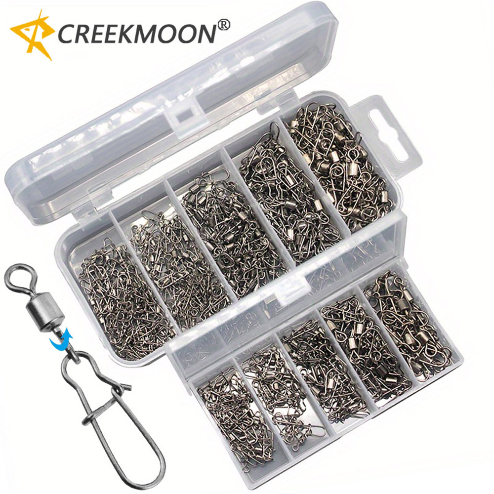 Fishing Hook Stainless Steel - 95/210 ชิ้นชุดอุปกรณ์เชื่อมต่อชุดอุปกรณ์ตกปลา 2-10 # ตัวหมุนสแตนเลสแบบมีลูกปืนพร้อมห่วงเกี่ยวสำหรับอุปกรณ์ตกปลา