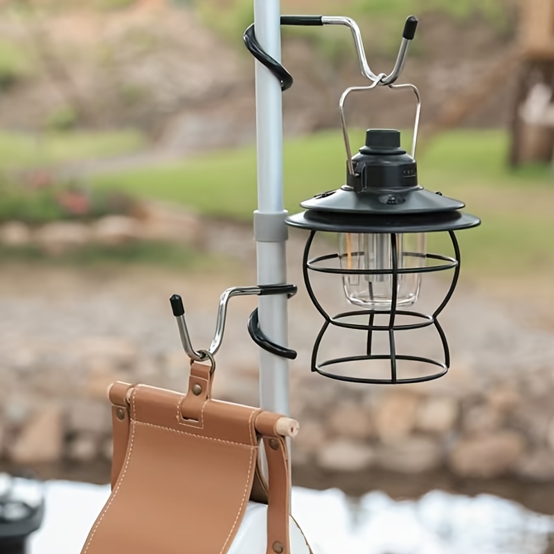 Fishing Hook Stainless Steel - ตะขอแขวนโคมไฟสแตนเลสแบบพกพา สำหรับเสาเต็นท์ ตะขอแขวนโคมไฟสำหรับล่าสัตว์ ตกปลา ตะขอแขวนโคมไฟแบบไม่ต้องเจาะ ตะขอแขวนระเบียง