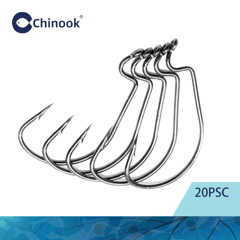 Fishing Hook Barbless - ตะขอเบ็ดตกปลา Chinook 20 ชิ้น แบบกว้าง รุ่น