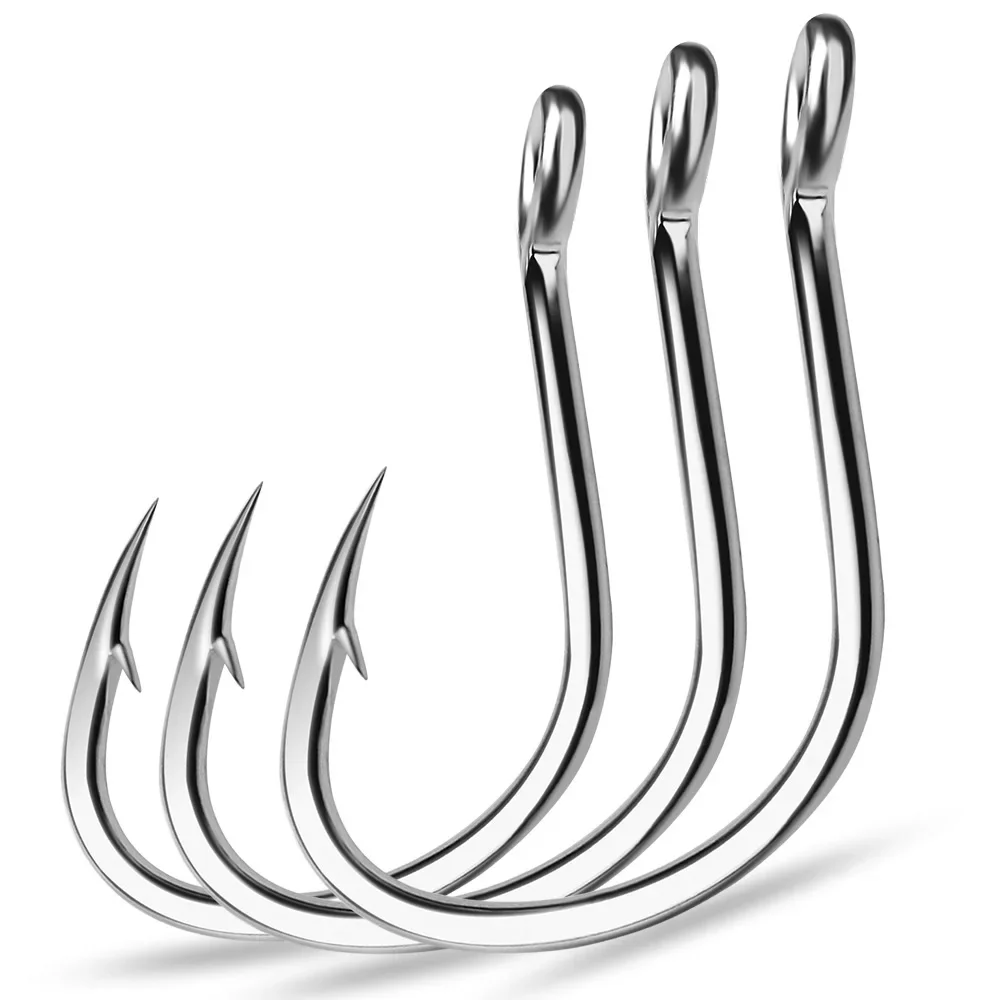 Fishing Hook Circle - แหวน Eye Fishhooks ตะขอตกปลา Silver Barbed