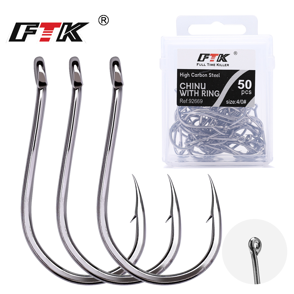 Fishing Hook Circle - เบ็ดตกปลา ftk 50-100ชิ้น/กล่องตะขอตกปลาแบบวงกลมชินูตะขอเบ็ดเหล็กกล้าคาร์บอนสูงแบบญี่ปุ่นตะขอเหยื่อเดี่ยว