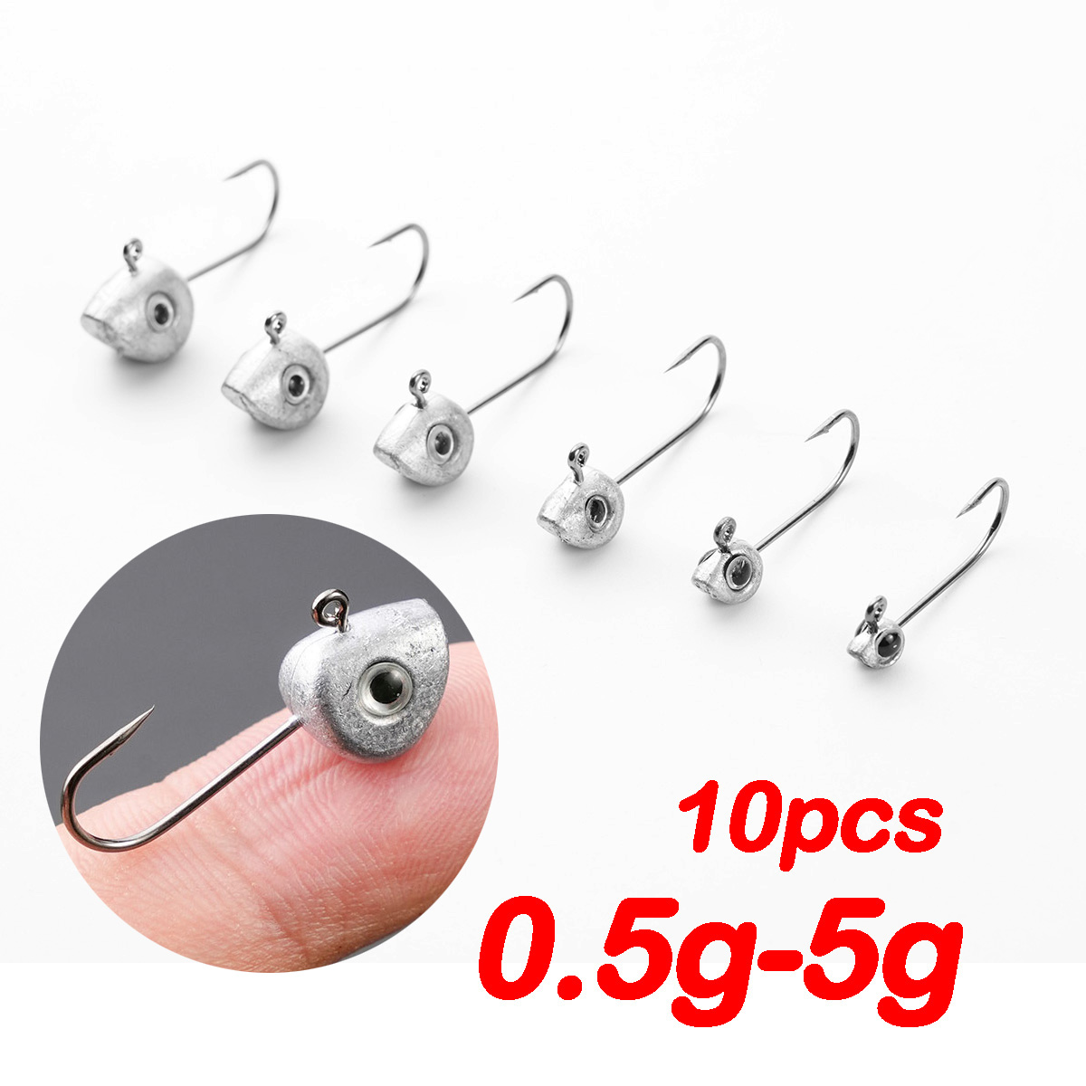 10pcs MINI JIG HEAD Hook 3D ตา - Fishing Hook Offset บทวิจารณ์และราคา