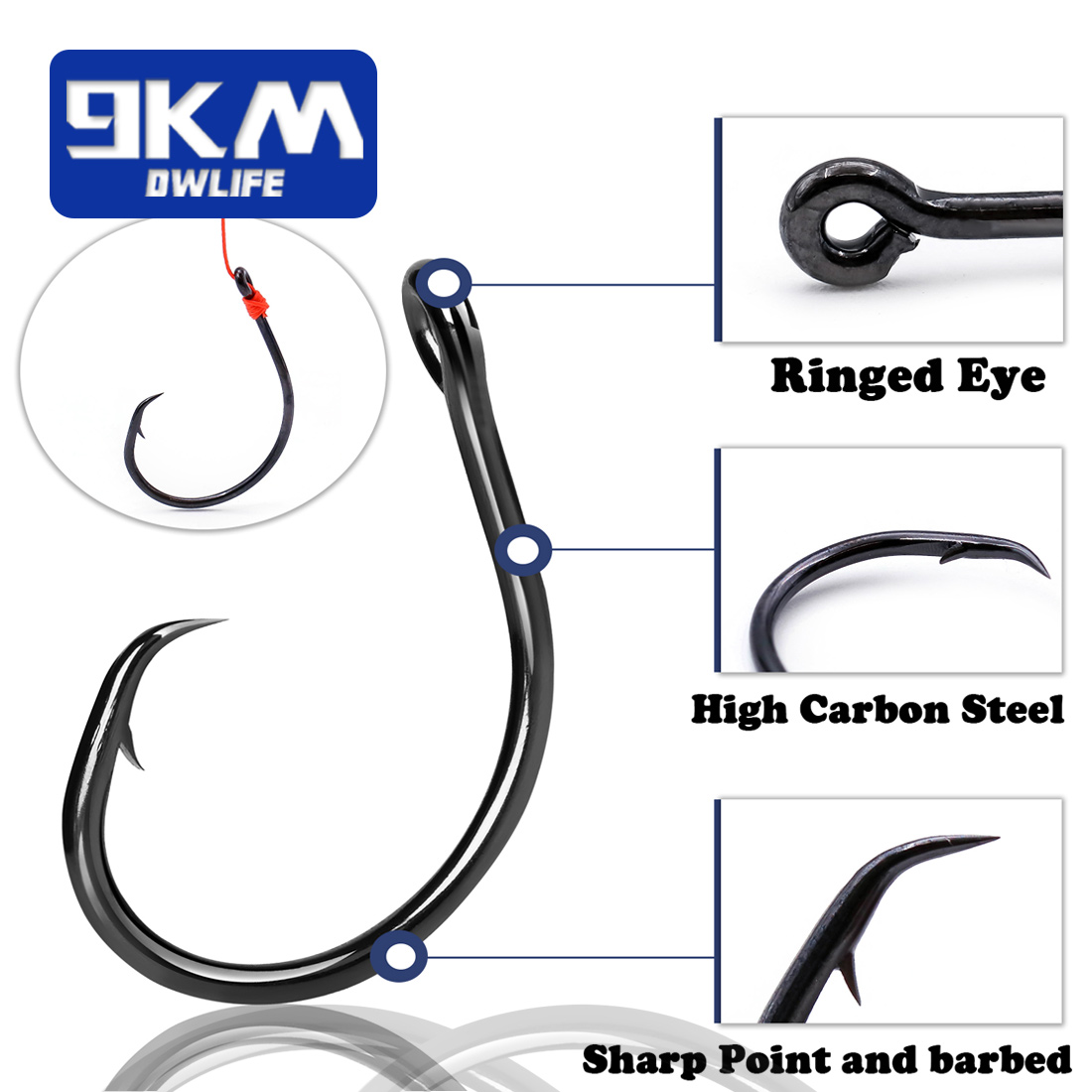 เบ็ดตกปลาแบบวงกลม 9KM 25-50 ชิ - Fishing Hook Circle บทวิจารณ์และราคา