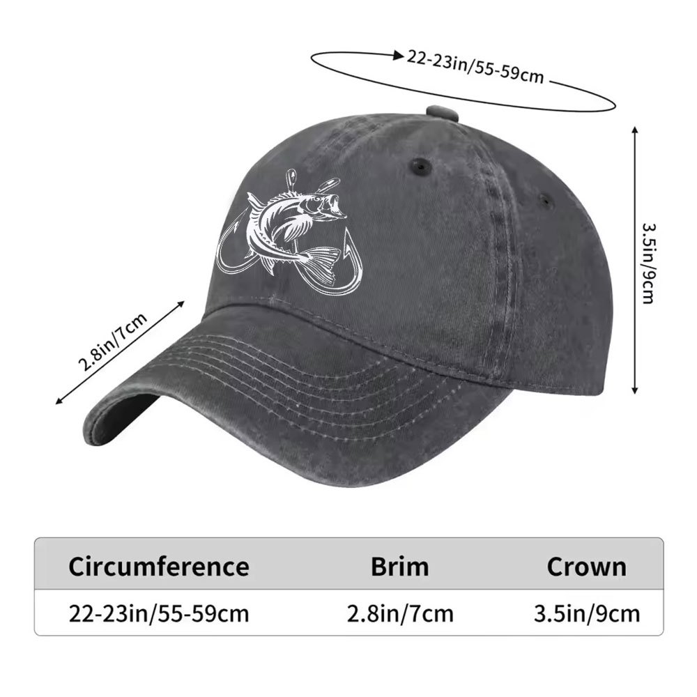 หมวกเบสบอลลายกราฟิกเบสบอลวินเท - Fishing Hook Size บทวิจารณ์และราคา