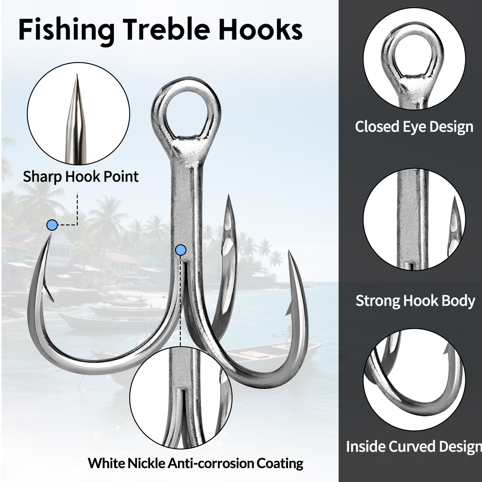 เบ็ดตกปลาทะเล 9KM แบบสามทาง แข - Fishing Hook Offset บทวิจารณ์และราคา