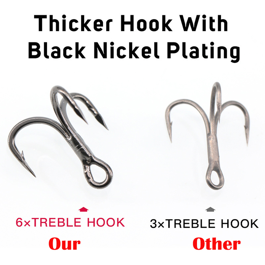 6X ตกปลา TREBLE Hooks สีดํา 10 - Fishing Hook Offset บทวิจารณ์และราคา