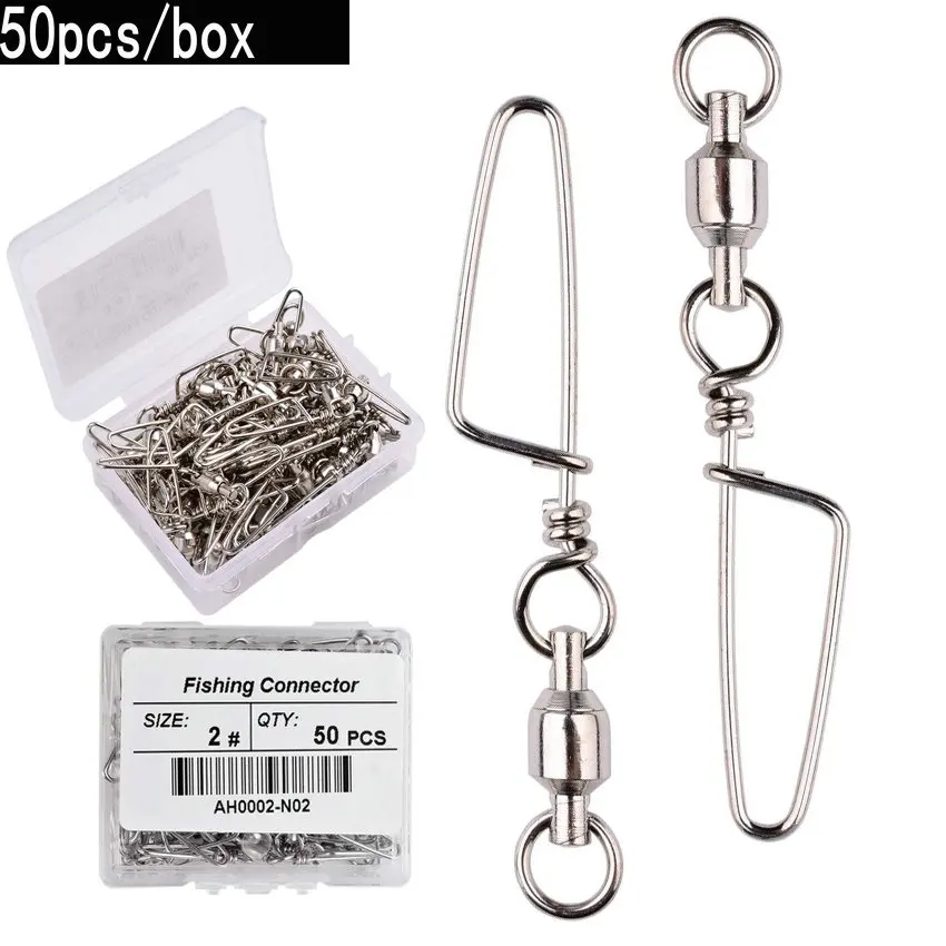 50 ชิ้นลูกปืนตกปลาหมุนพร้อม Co - Fishing Hook Box บทวิจารณ์และราคา